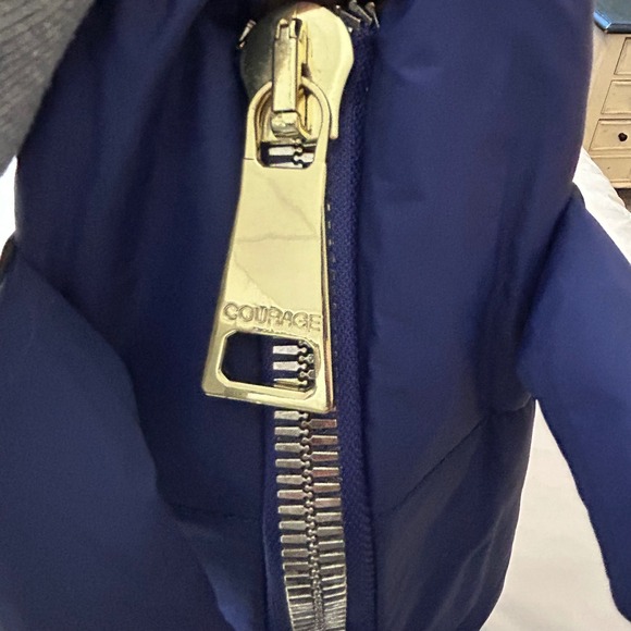 Courage B Blue Puffy Quilted Tote Bag with Gold Tone Logo Charm - Picture 10 of 12